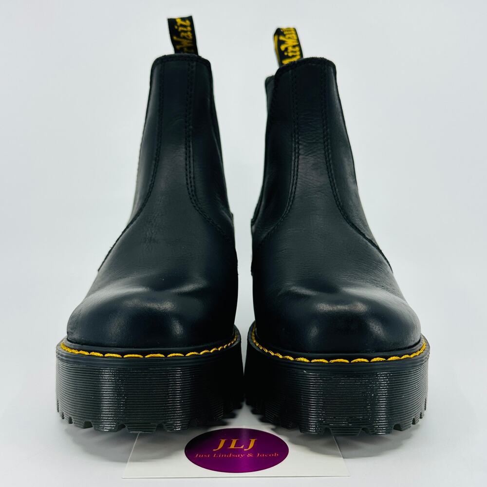 Dr. Martens Women's Rometty Black Wyoming Leather Platform Chelsea Boots Size 7 - Picture 2 of 11